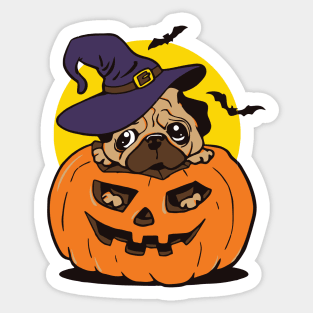 Pugkin Pug Dog Pumpkin Halloween Sticker